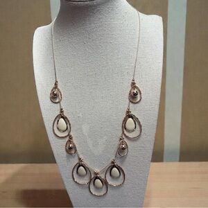 Charming  Rose Gold Tone Cream Teardrop Necklace
